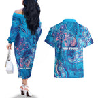 NAIDOC Week 2026 Couples Matching Off The Shoulder Long Sleeve Dress and Hawaiian Shirt Turtle Dream On The Waves