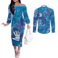 NAIDOC Week 2026 Couples Matching Off The Shoulder Long Sleeve Dress and Long Sleeve Button Shirt Turtle Dream On The Waves