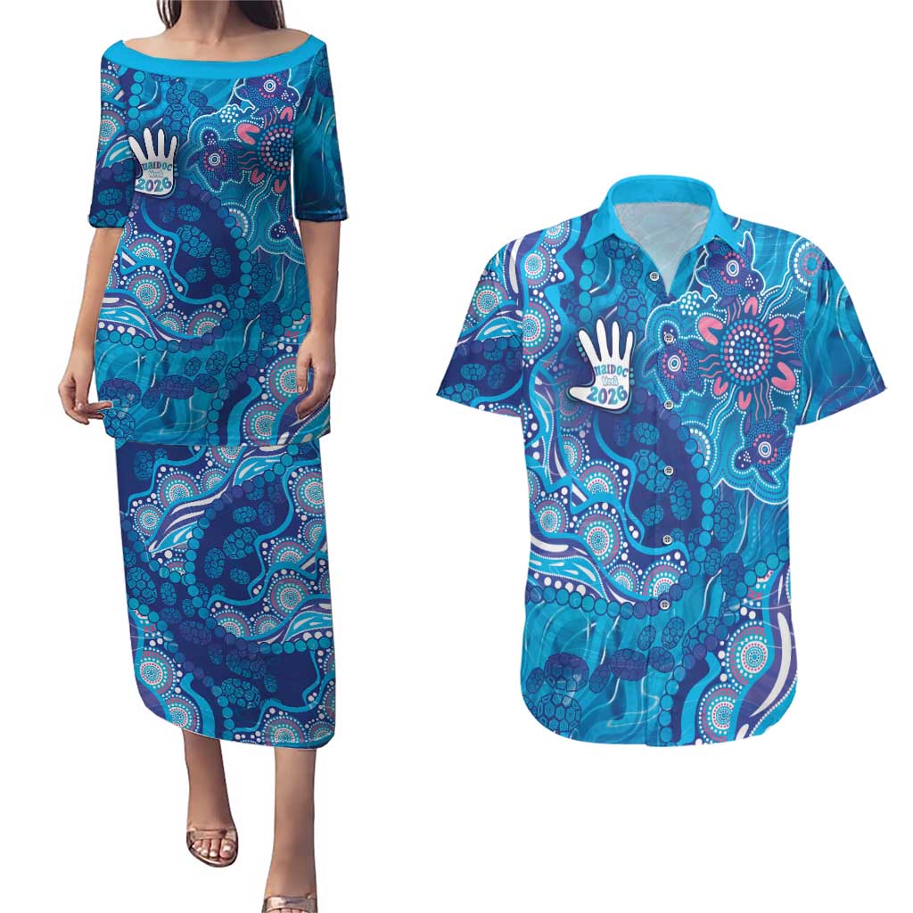 NAIDOC Week 2026 Couples Matching Puletasi and Hawaiian Shirt Turtle Dream On The Waves