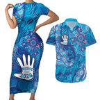 NAIDOC Week 2026 Couples Matching Short Sleeve Bodycon Dress and Hawaiian Shirt Turtle Dream On The Waves