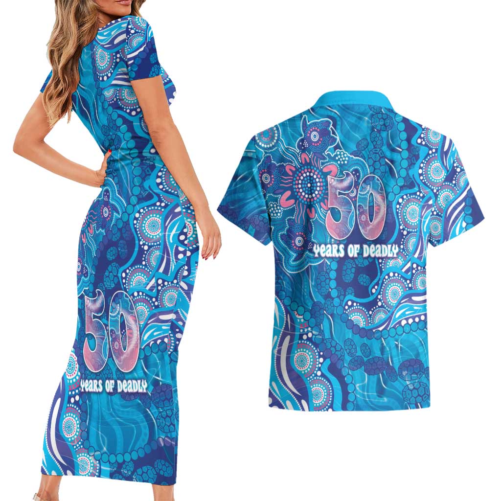 NAIDOC Week 2026 Couples Matching Short Sleeve Bodycon Dress and Hawaiian Shirt Turtle Dream On The Waves