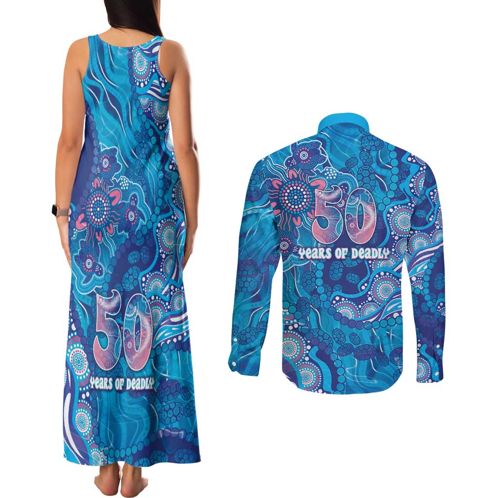 NAIDOC Week 2026 Couples Matching Tank Maxi Dress and Long Sleeve Button Shirt Turtle Dream On The Waves