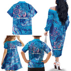NAIDOC Week 2026 Family Matching Off The Shoulder Long Sleeve Dress and Hawaiian Shirt Turtle Dream On The Waves