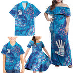 NAIDOC Week 2026 Family Matching Off Shoulder Maxi Dress and Hawaiian Shirt Turtle Dream On The Waves