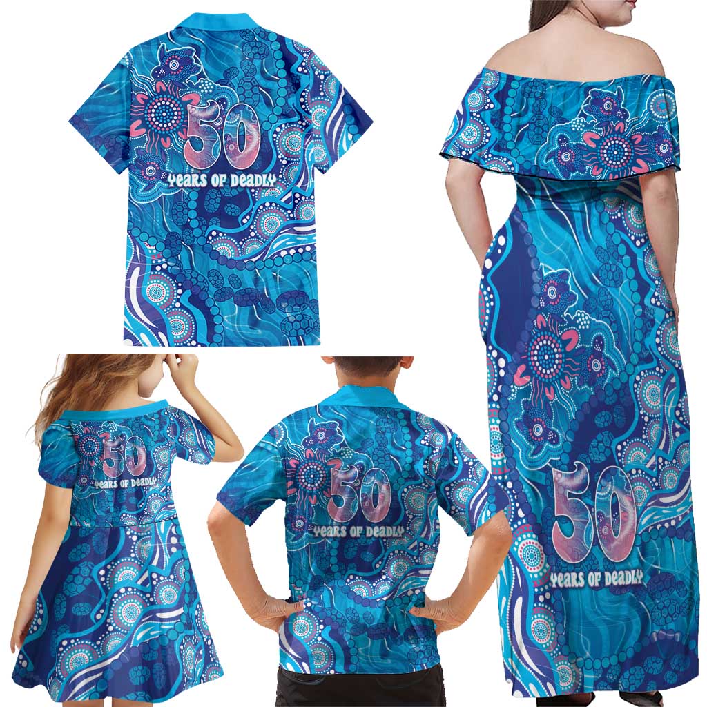 NAIDOC Week 2026 Family Matching Off Shoulder Maxi Dress and Hawaiian Shirt Turtle Dream On The Waves