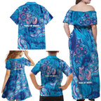 NAIDOC Week 2026 Family Matching Off Shoulder Maxi Dress and Hawaiian Shirt Turtle Dream On The Waves
