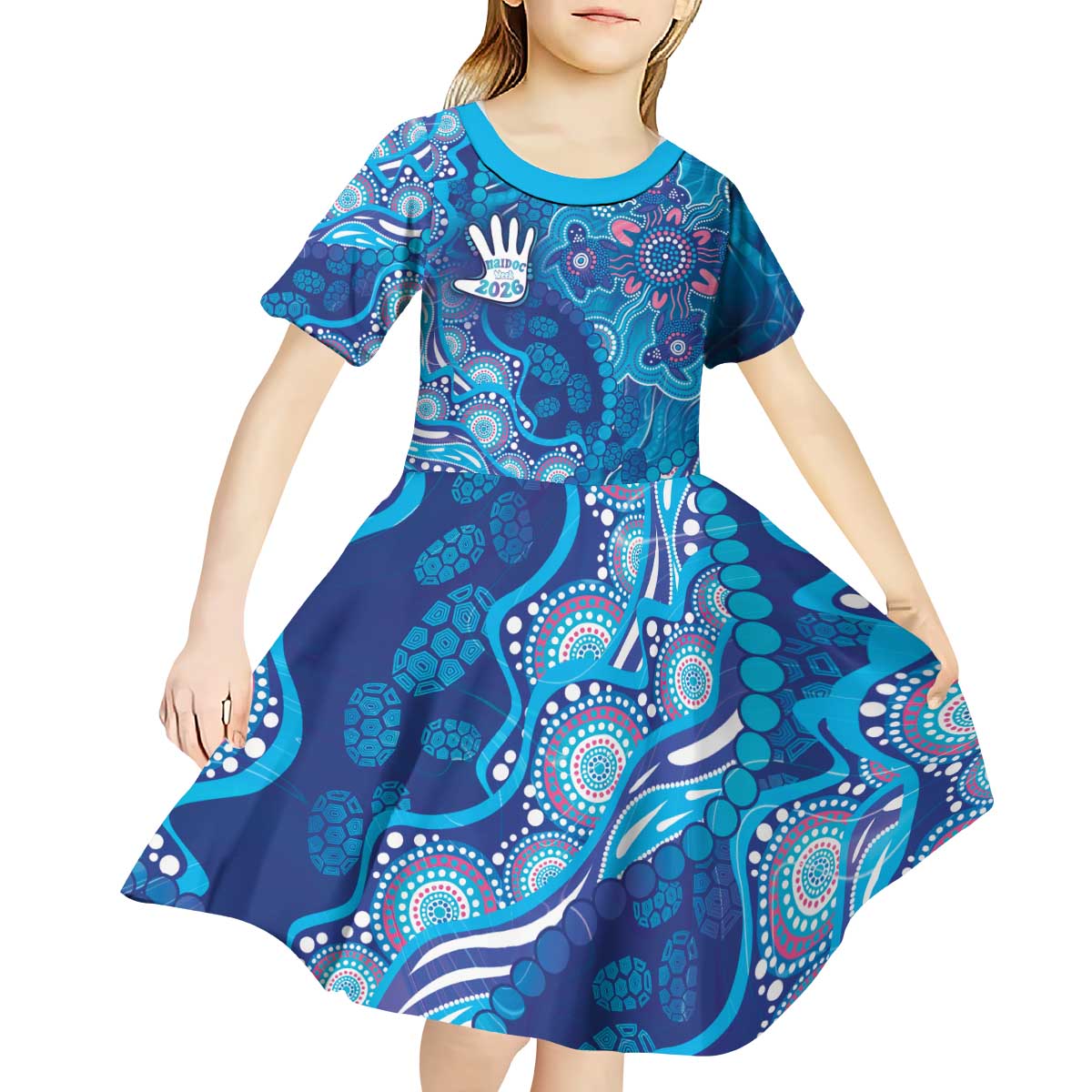 NAIDOC Week 2026 Kid Short Sleeve Dress Turtle Dream On The Waves