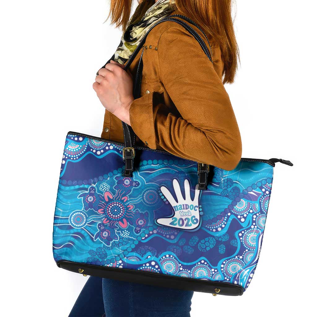 NAIDOC Week 2026 Leather Tote Bag Turtle Dream On The Waves