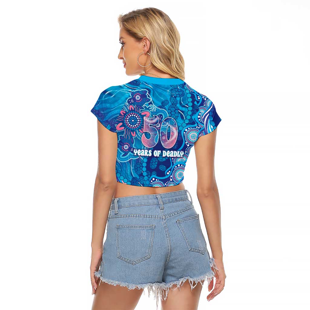 NAIDOC Week 2026 Raglan Cropped T Shirt Turtle Dream On The Waves