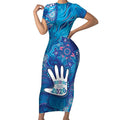 NAIDOC Week 2026 Short Sleeve Bodycon Dress Turtle Dream On The Waves