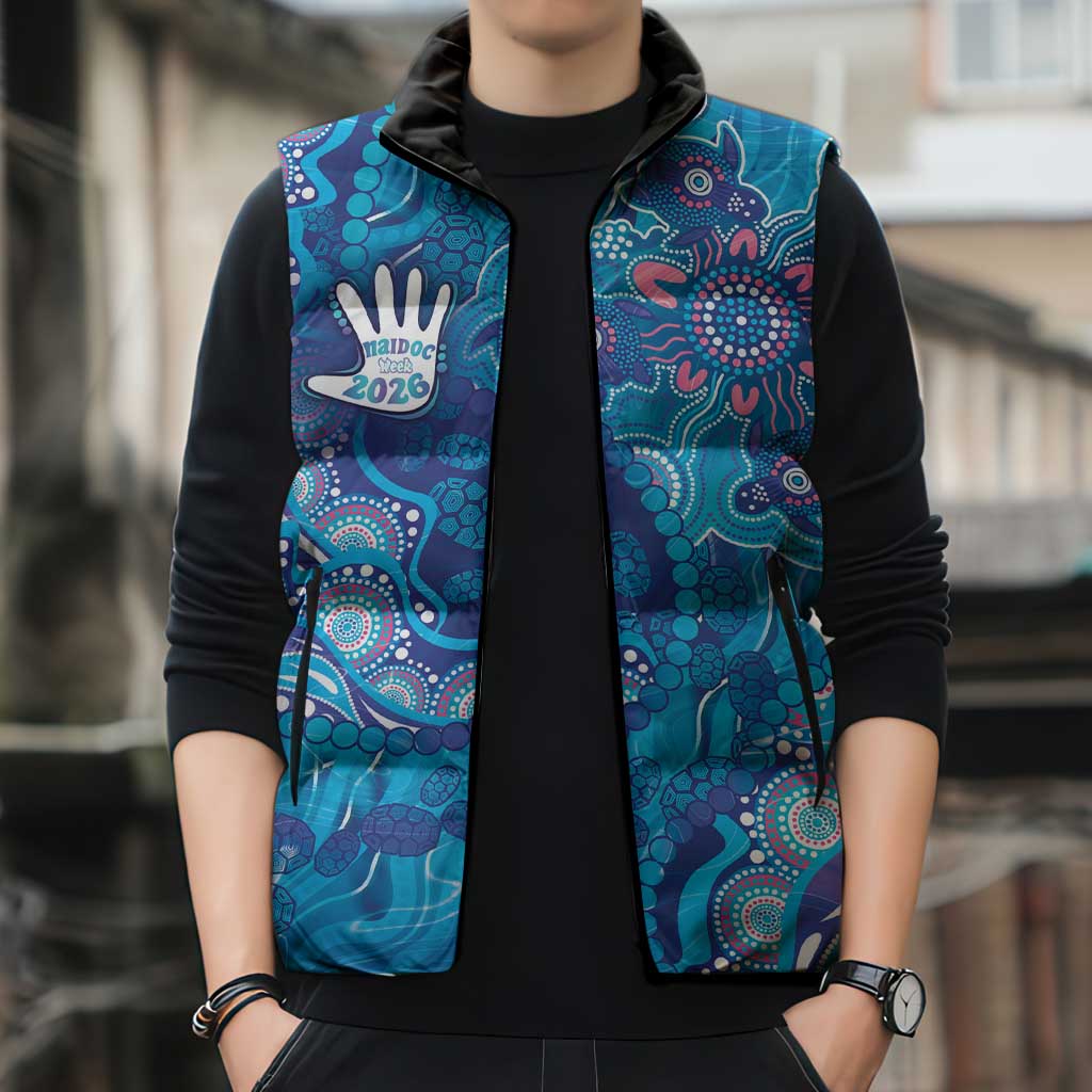 NAIDOC Week 2026 Sleeveless Puffer Jacket Turtle Dream On The Waves