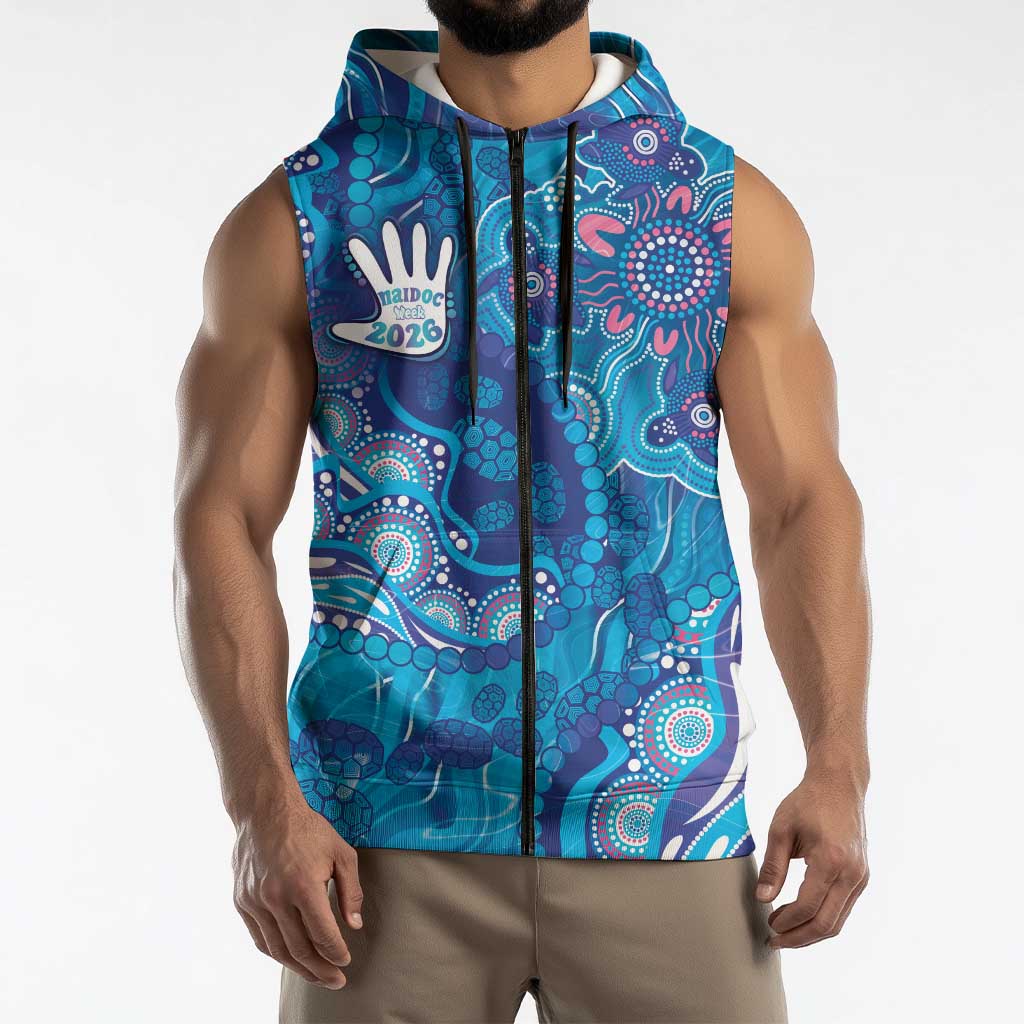 NAIDOC Week 2026 Sleeveless Zip Hoodie Turtle Dream On The Waves