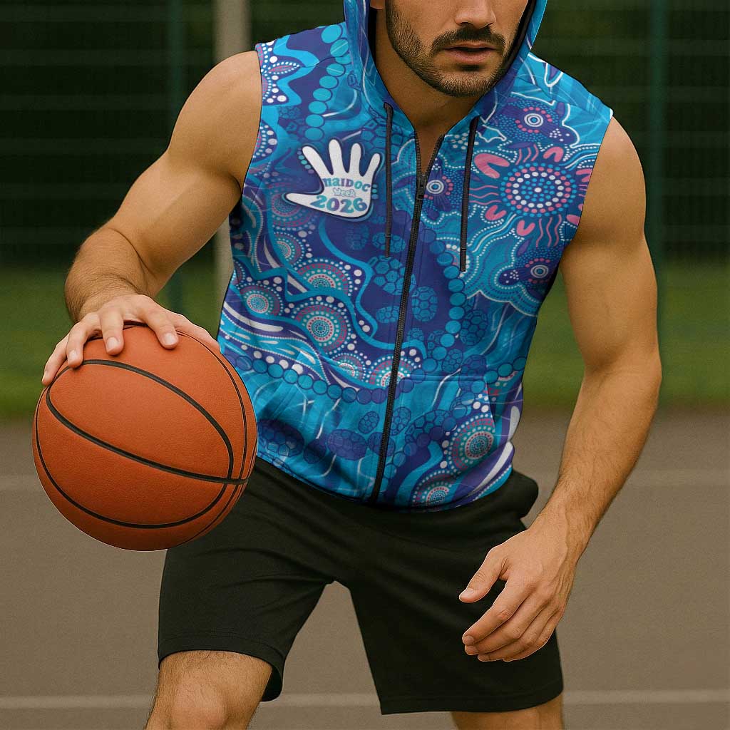 NAIDOC Week 2026 Sleeveless Zip Hoodie Turtle Dream On The Waves