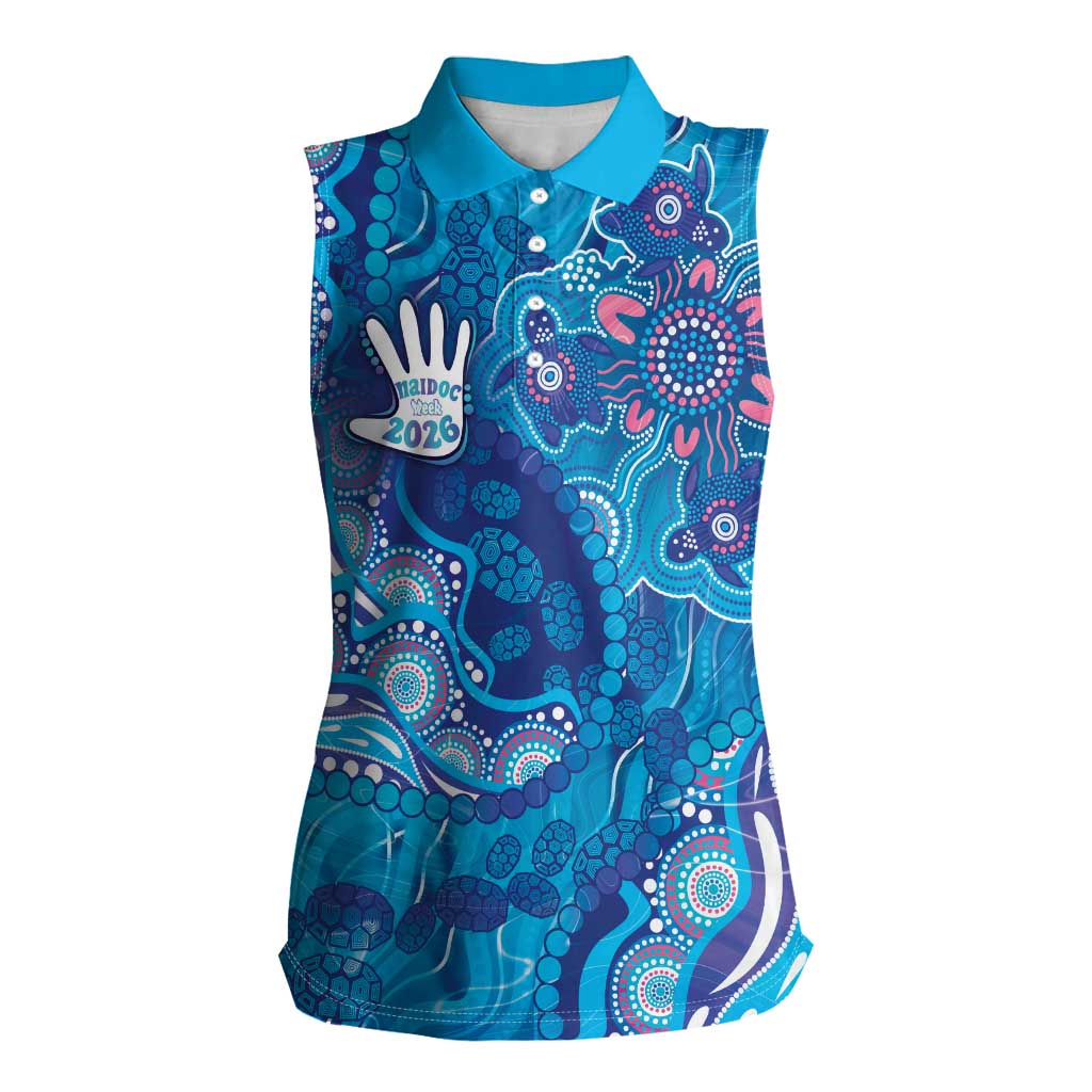 NAIDOC Week 2026 Women Sleeveless Polo Shirt Turtle Dream On The Waves