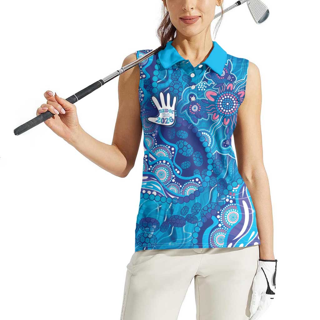 NAIDOC Week 2026 Women Sleeveless Polo Shirt Turtle Dream On The Waves