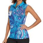 NAIDOC Week 2026 Women Sleeveless Polo Shirt Turtle Dream On The Waves