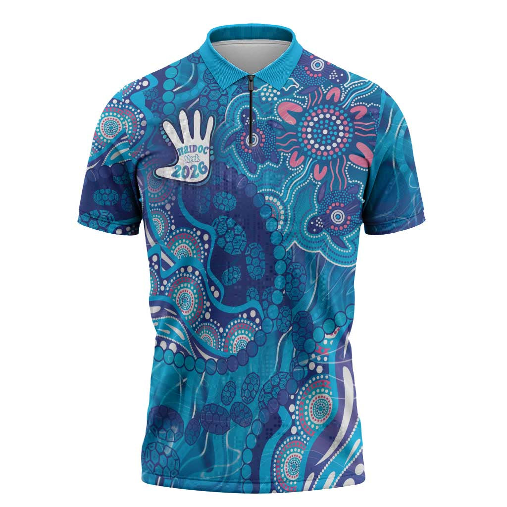 NAIDOC Week 2026 Zipper Polo Shirt Turtle Dream On The Waves