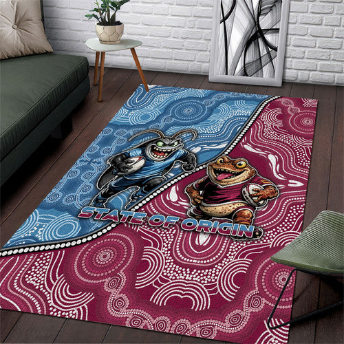 New South Wales And Queensland Area Rug Cockroaches With Frogs Aboriginal Art