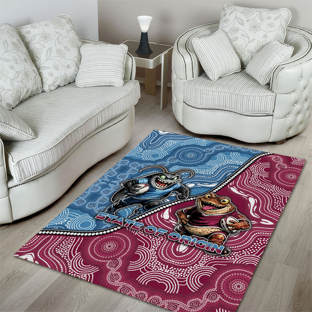 New South Wales And Queensland Area Rug Cockroaches With Frogs Aboriginal Art