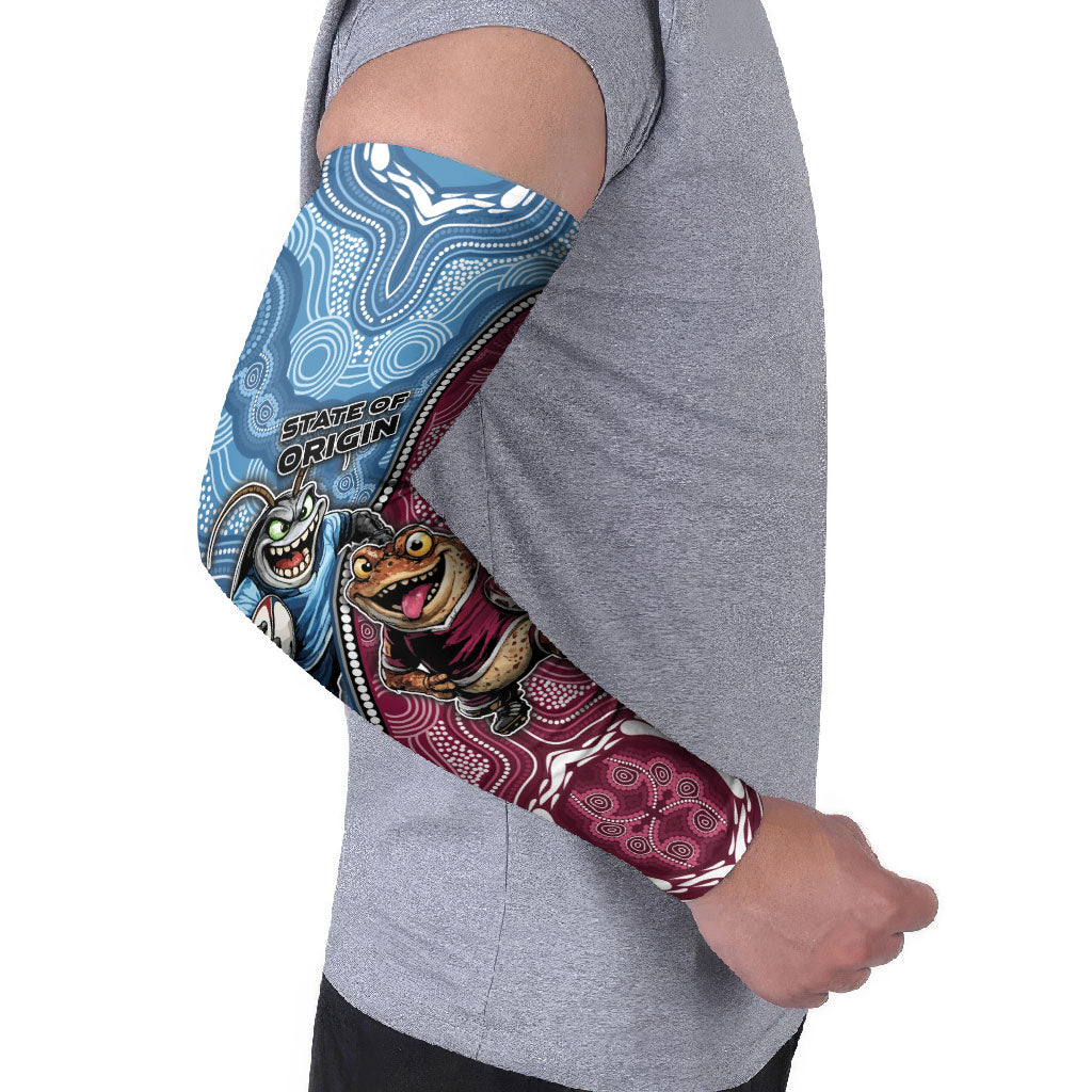 Personalised New South Wales And Queensland Arm Sleeves Cockroaches With Frogs Aboriginal Art