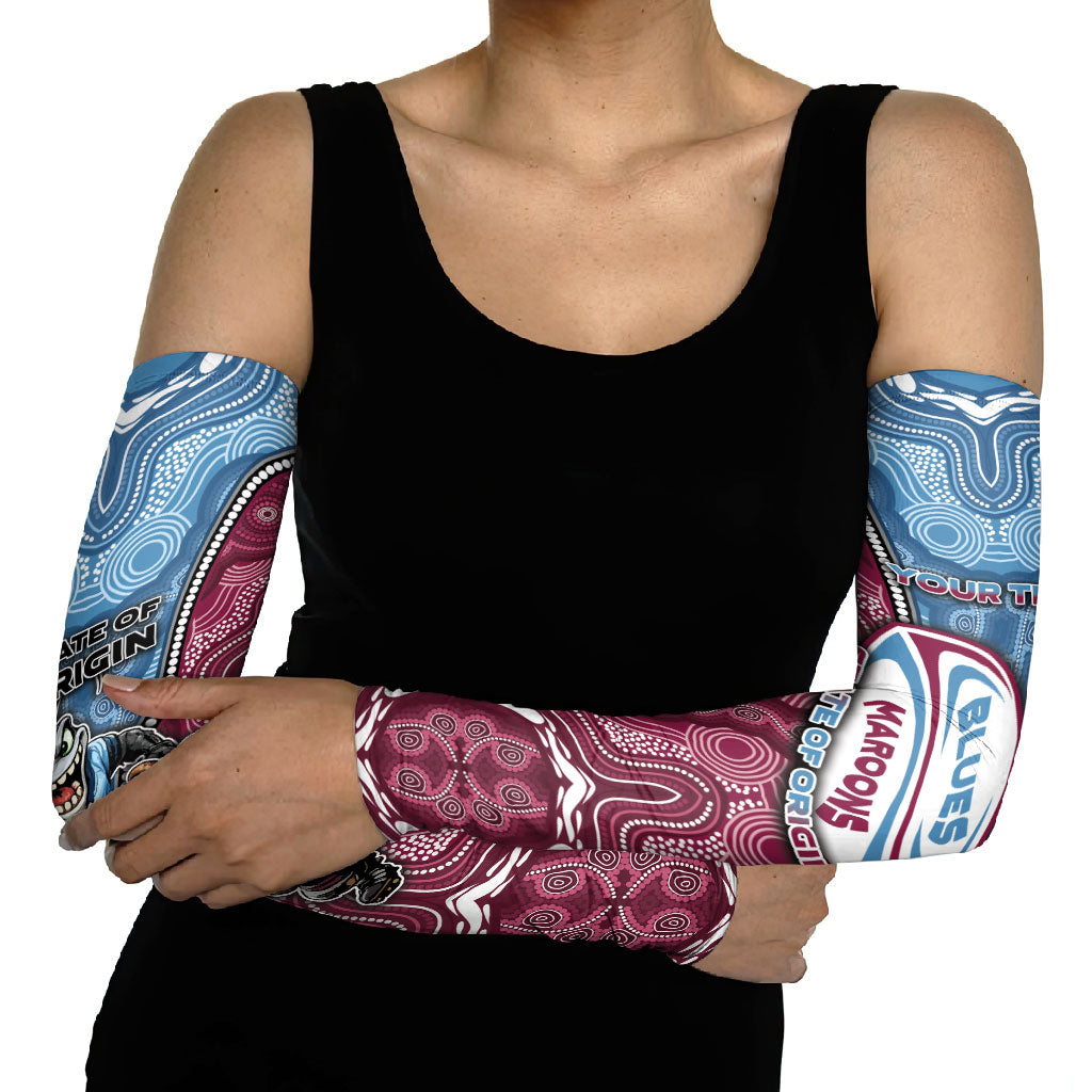 Personalised New South Wales And Queensland Arm Sleeves Cockroaches With Frogs Aboriginal Art