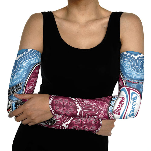 Personalised New South Wales And Queensland Arm Sleeves Cockroaches With Frogs Aboriginal Art