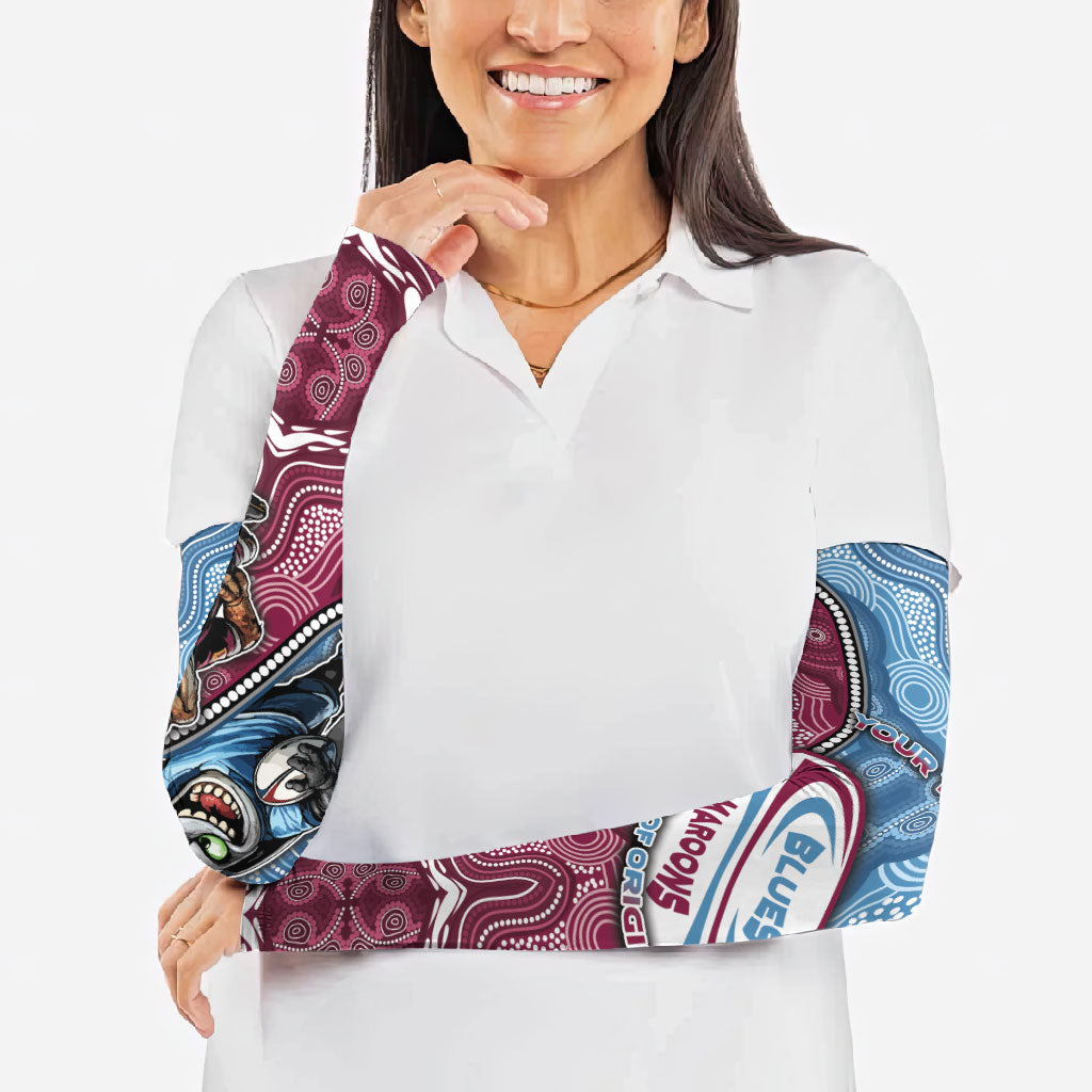 Personalised New South Wales And Queensland Arm Sleeves Cockroaches With Frogs Aboriginal Art