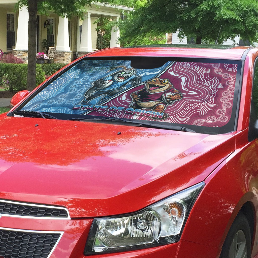 New South Wales And Queensland Auto Sun Shade Cockroaches With Frogs Aboriginal Art