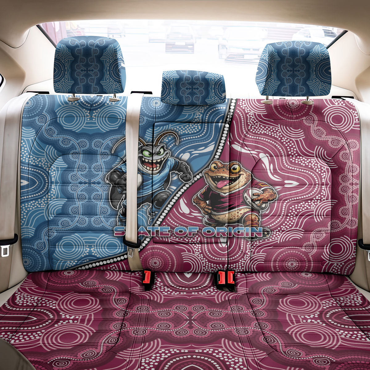 New South Wales And Queensland Back Car Seat Cover Cockroaches With Frogs Aboriginal Art