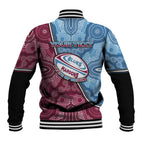 Personalised New South Wales And Queensland Baseball Jacket Cockroaches With Frogs Aboriginal Art