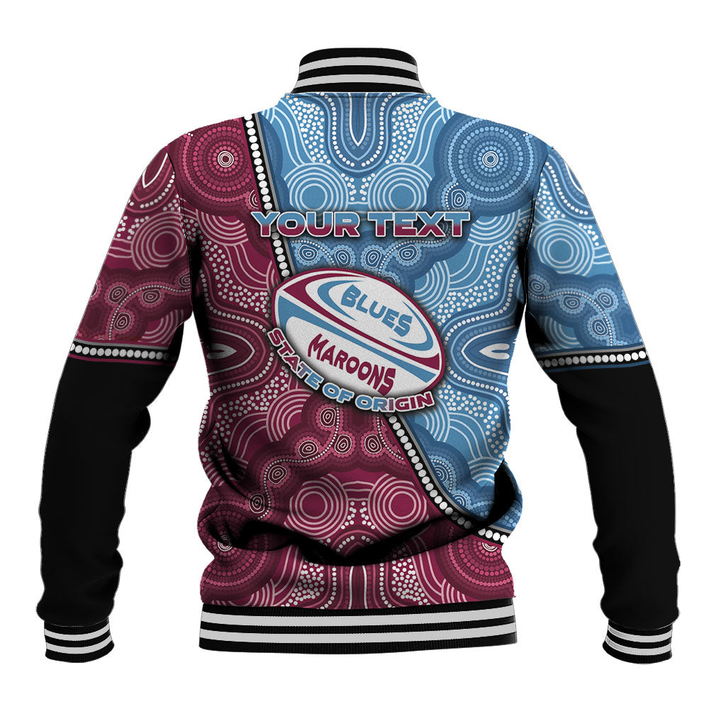 Personalised New South Wales And Queensland Baseball Jacket Cockroaches With Frogs Aboriginal Art