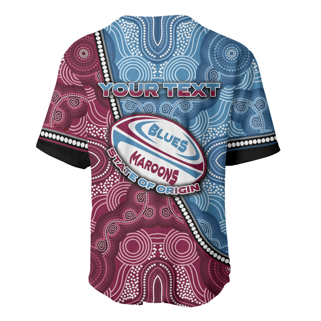 Personalised New South Wales And Queensland Baseball Jersey Cockroaches With Frogs Aboriginal Art
