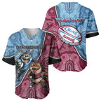 Personalised New South Wales And Queensland Baseball Jersey Cockroaches With Frogs Aboriginal Art