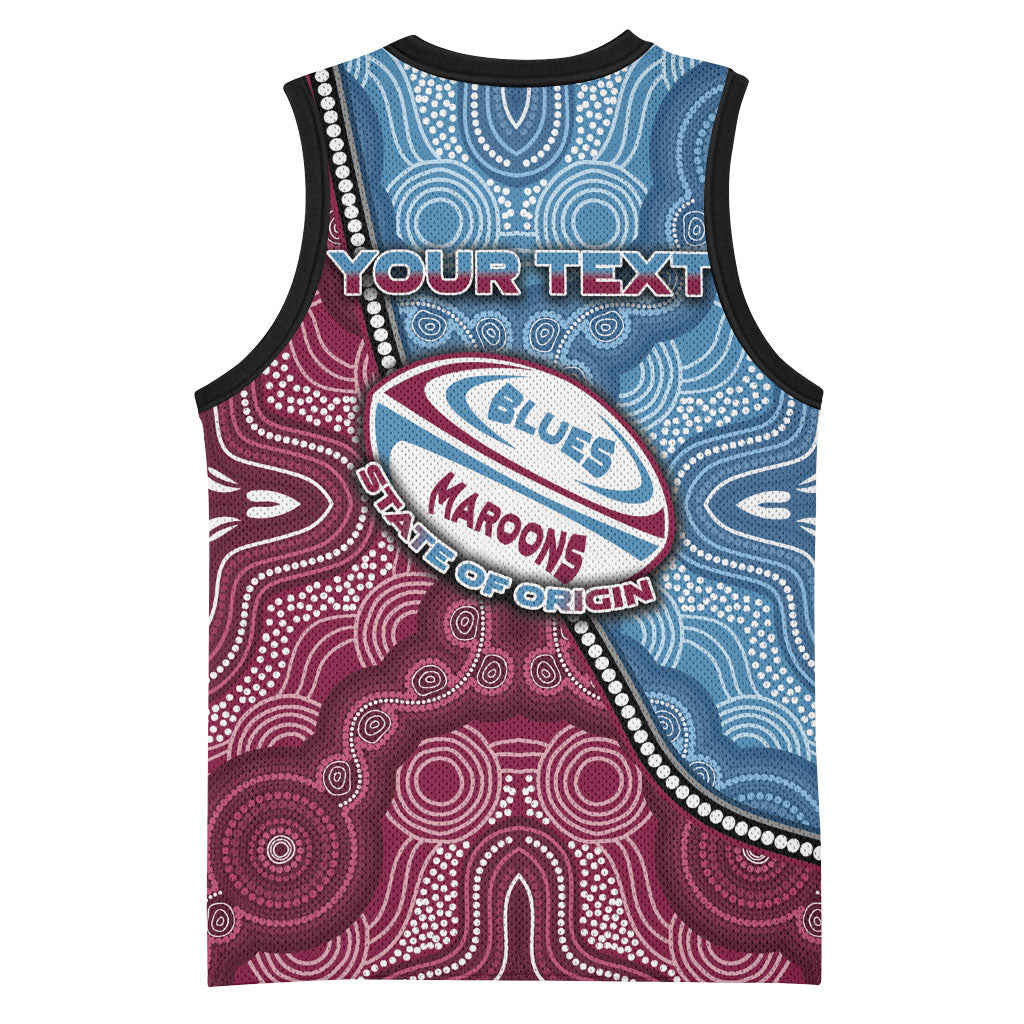 Personalised New South Wales And Queensland Basketball Jersey Cockroaches With Frogs Aboriginal Art