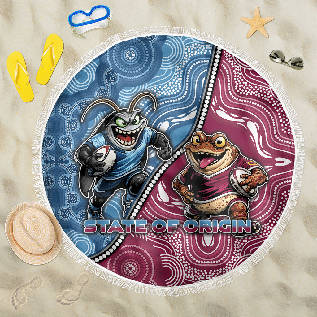 New South Wales And Queensland Beach Blanket Cockroaches With Frogs Aboriginal Art