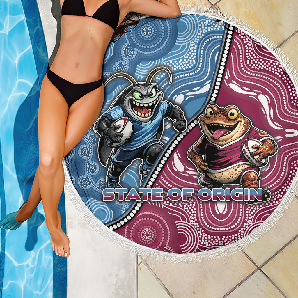 New South Wales And Queensland Beach Blanket Cockroaches With Frogs Aboriginal Art