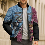 Personalised New South Wales And Queensland Bomber Puffer Jacket Cockroaches With Frogs Aboriginal Art