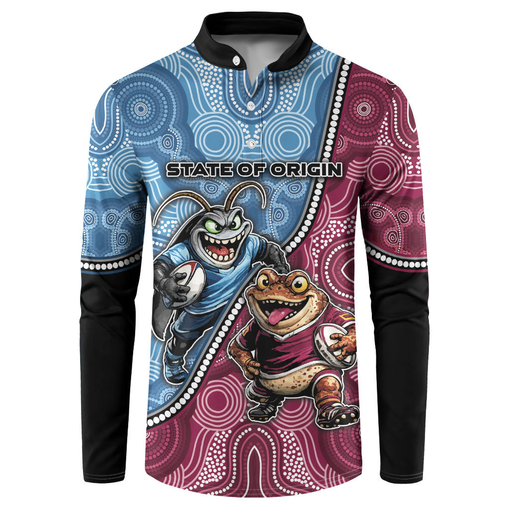 Personalised New South Wales And Queensland Button Sweatshirt Cockroaches With Frogs Aboriginal Art