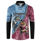 Personalised New South Wales And Queensland Button Sweatshirt Cockroaches With Frogs Aboriginal Art