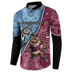 Personalised New South Wales And Queensland Button Sweatshirt Cockroaches With Frogs Aboriginal Art