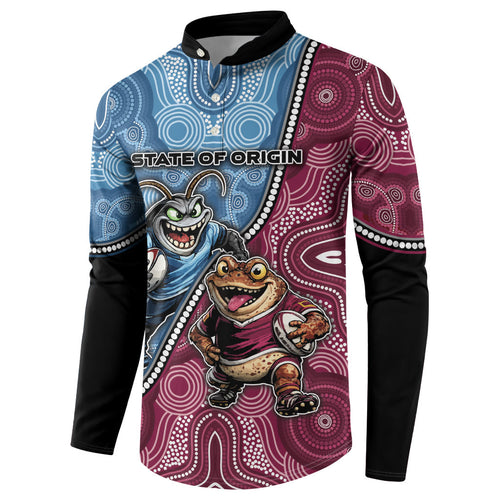 Personalised New South Wales And Queensland Button Sweatshirt Cockroaches With Frogs Aboriginal Art