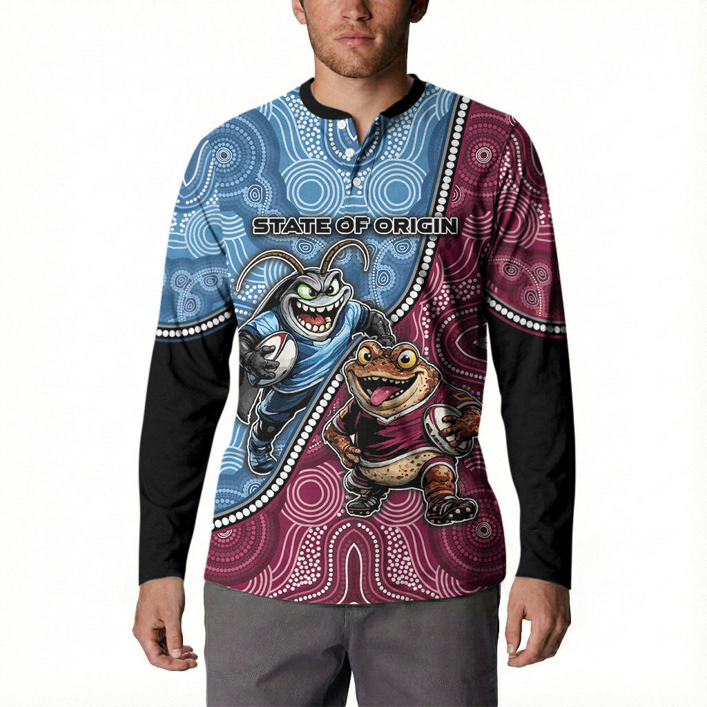 Personalised New South Wales And Queensland Button Sweatshirt Cockroaches With Frogs Aboriginal Art