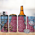 Personalised New South Wales And Queensland 4 in 1 Can Cooler Tumbler Cockroaches With Frogs Aboriginal Art