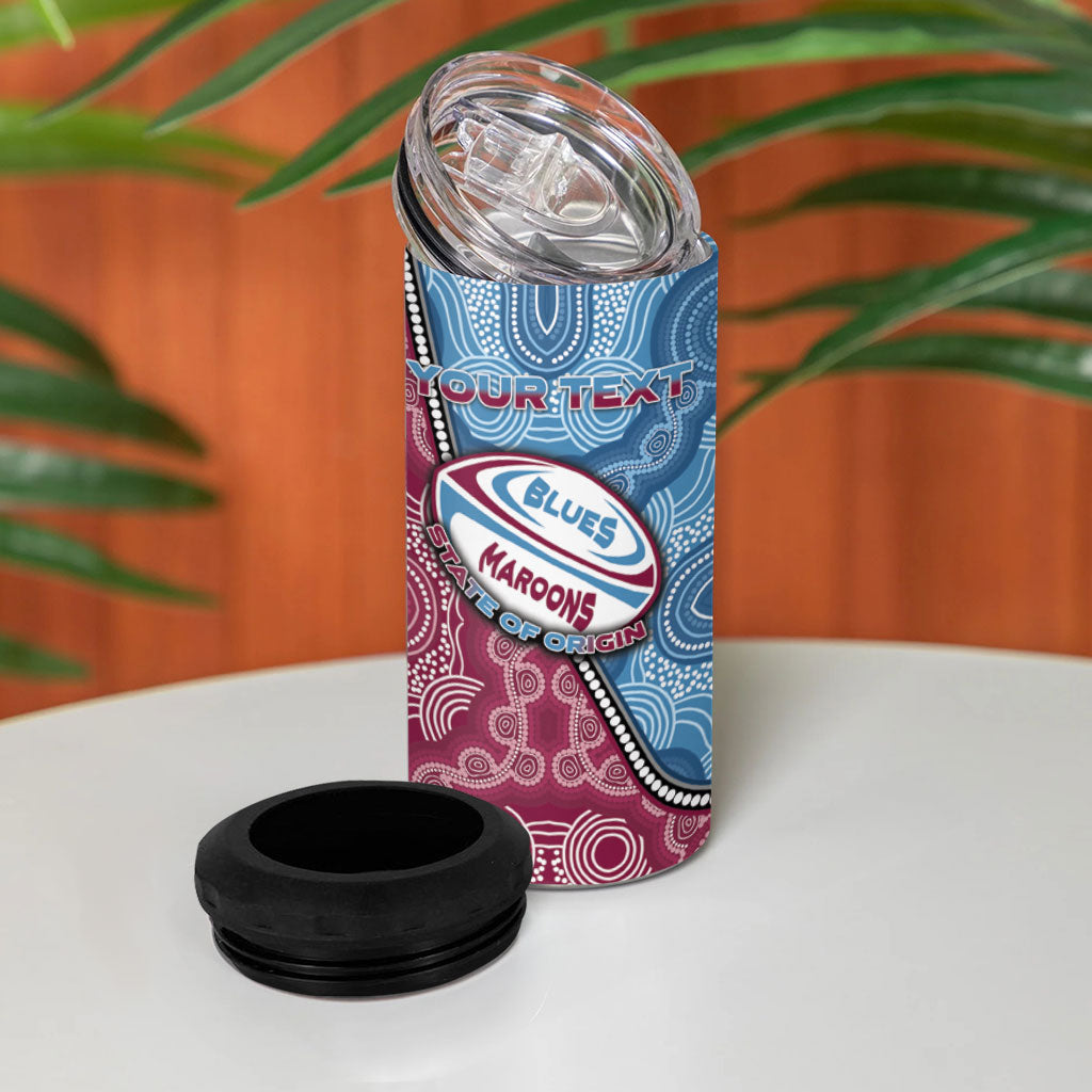 Personalised New South Wales And Queensland 4 in 1 Can Cooler Tumbler Cockroaches With Frogs Aboriginal Art
