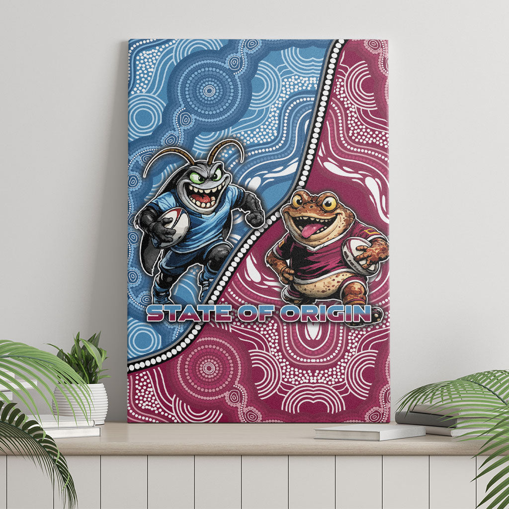 New South Wales And Queensland Canvas Wall Art Cockroaches With Frogs Aboriginal Art