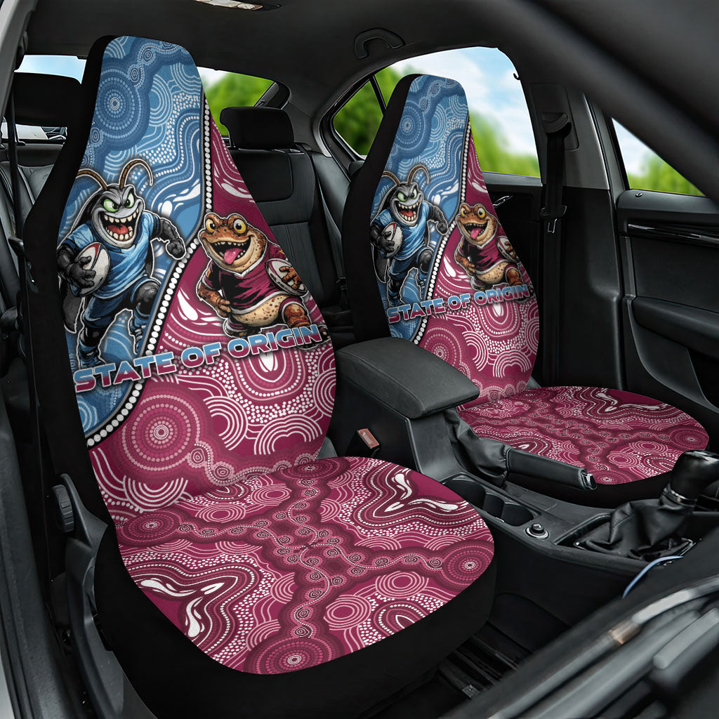 New South Wales And Queensland Car Seat Cover Cockroaches With Frogs Aboriginal Art