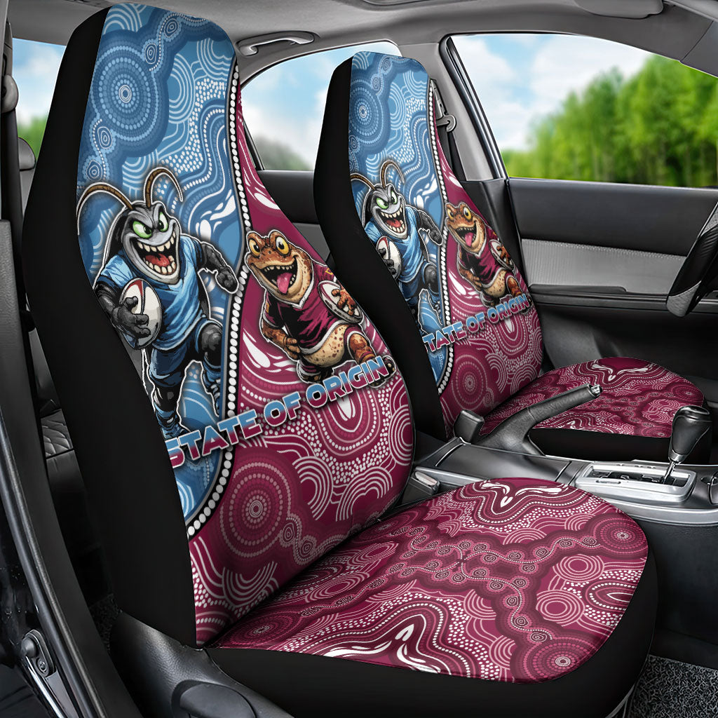 New South Wales And Queensland Car Seat Cover Cockroaches With Frogs Aboriginal Art