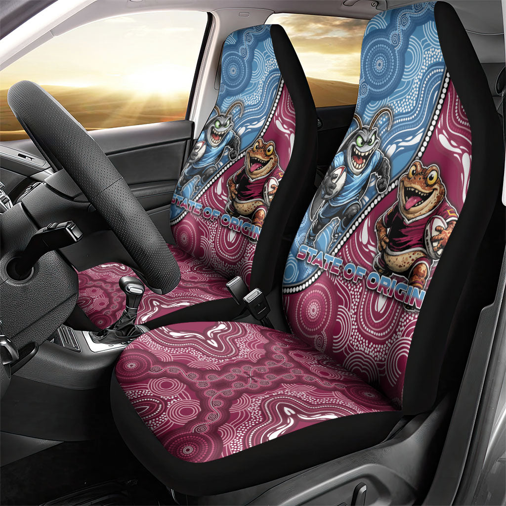 New South Wales And Queensland Car Seat Cover Cockroaches With Frogs Aboriginal Art