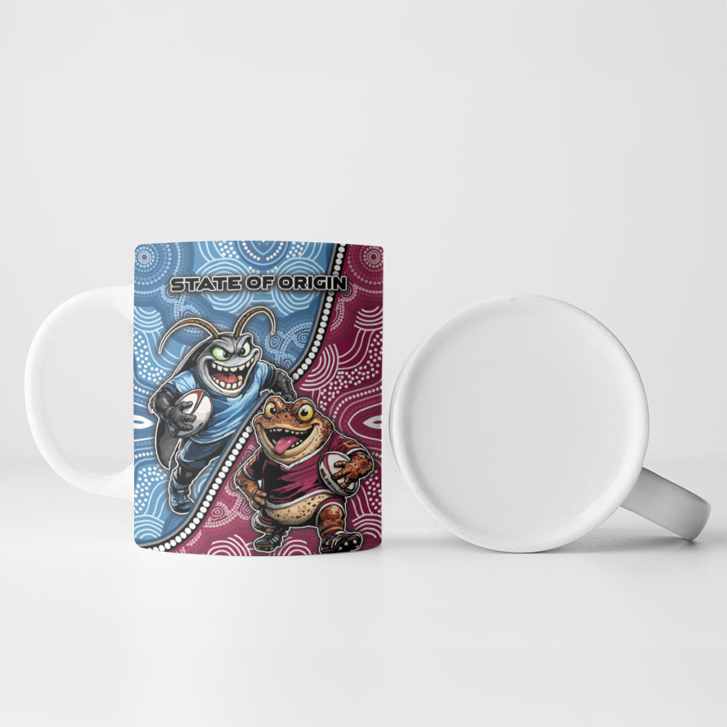 Personalised New South Wales And Queensland Ceramic Mug Cockroaches With Frogs Aboriginal Art