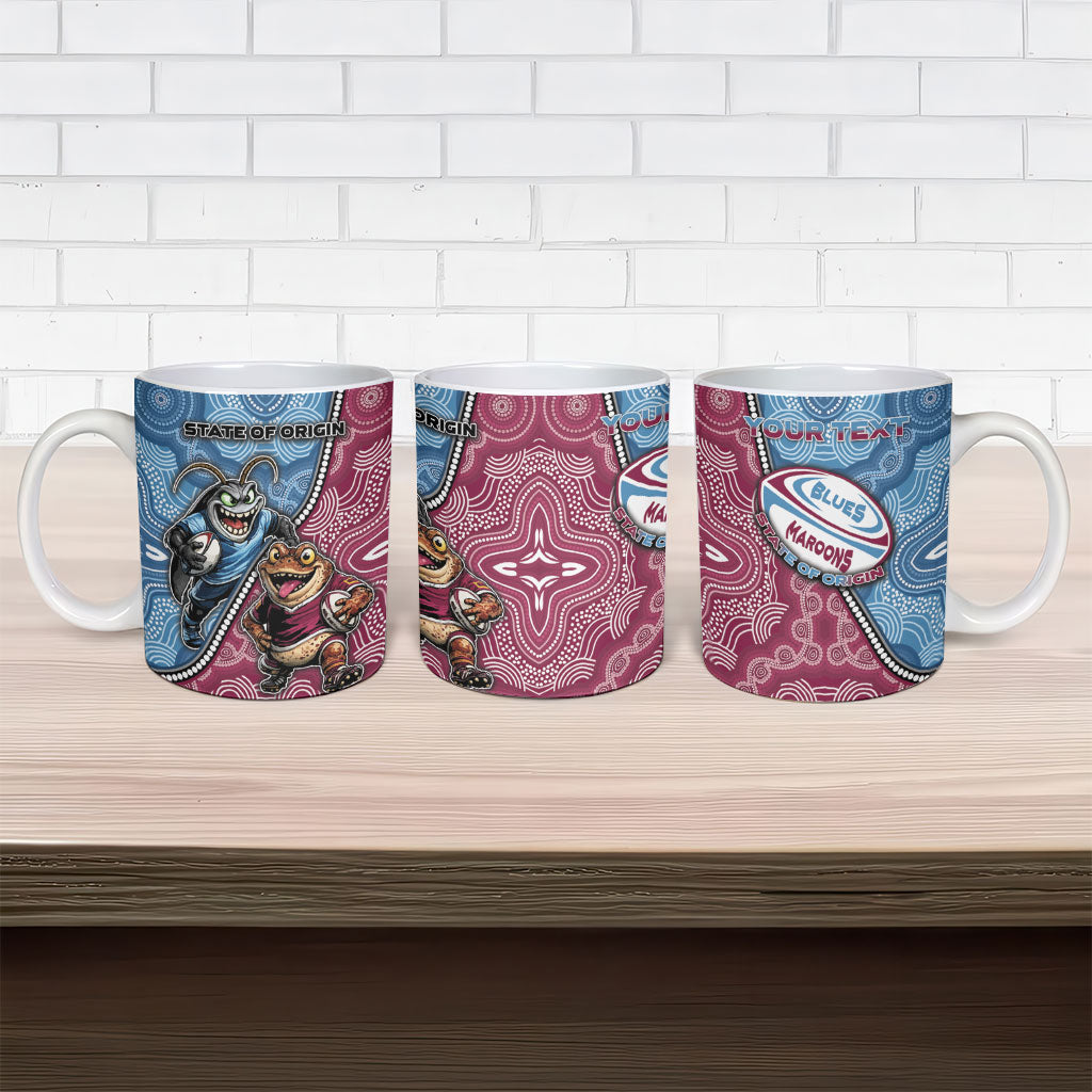 Personalised New South Wales And Queensland Ceramic Mug Cockroaches With Frogs Aboriginal Art